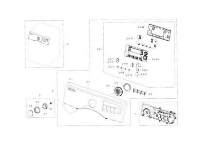 Control Panel Diagram and Parts List for DV331AGR XAA-0000 Samsung Dryer