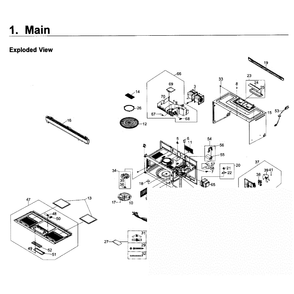 Main Assembly Diagram and Parts List for SMH1611S XAA-0000 Samsung Microwave