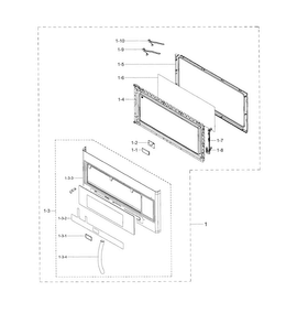 Door Assy Diagram and Parts List for ME20H705MSS AA-0000 Samsung Microwave