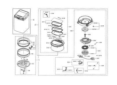 Dual Module/Spin Basket/Tub Diagram and Parts List for WV55M9600AV A5-02 Samsung Washer