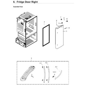 Right Door Diagram and Parts List for RF220NCTASR AA-02 Samsung Refrigerator
