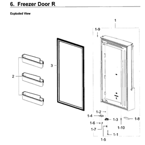 Freezer Door R Diagram and Parts List for RF22K9581SG AA-01 Samsung Refrigerator