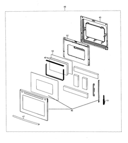 Door Assy Diagram and Parts List for FE710DRS XAA-0001 Samsung Range