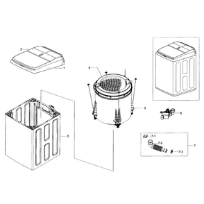 Main Assembly Diagram and Parts List for WA50K8600AV A2-0011 Samsung Washer