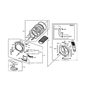 Drum Assembly Diagram and Parts List for DV407AEW XAA-01 Samsung Dryer