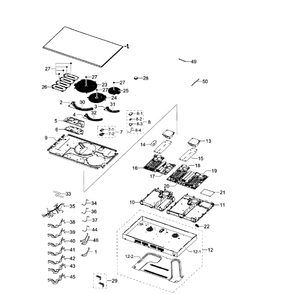 Main Assembly Diagram and Parts List for NZ36K7882US AA-00 Samsung Cooktop