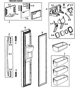 Left Door Diagram and Parts List for RS264ABWP XAA-0000 Samsung Refrigerator