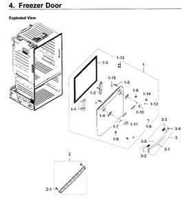 Freezer Door Diagram and Parts List for RF28HDEDPWW AA-07 Samsung Refrigerator