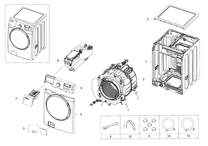Main Assy Diagram and Parts List for WF395BTPAWR A2-0000 Samsung Washer