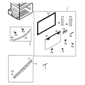 Freezer Door Diagram and Parts List for RF23HCEDBBC AA-0001 Samsung Refrigerator