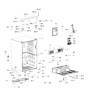 Cabinet Diagram and Parts List for RF32FMQDBSR AA-07 Samsung Refrigerator