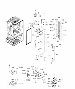 Left Door Diagram and Parts List for RF28HFEDBBC AA-0008 Samsung Refrigerator