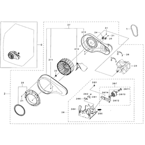 Motor Duct Diagram and Parts List for DV50K7500GV A3-01 Samsung Dryer