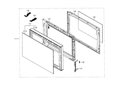 Door Diagram and Parts List for MG14H3020CM AA-0000 Samsung Microwave