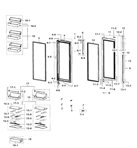 Right Door Diagram and Parts List for RH29H9000SR AA-0001 Samsung Refrigerator