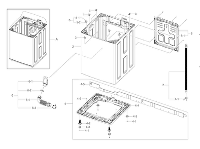 Frame Diagram and Parts List for WA422PRHDWR AA-0000 Samsung Washer