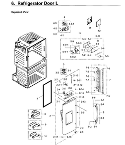 Fridge Door L Diagram and Parts List for RF28JBEDBSR AA-0003 Samsung Refrigerator