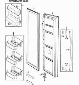 Right Door Diagram and Parts List for RS275ACWP XAA-0000 Samsung Refrigerator