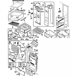 Refrigerator Diagram and Parts List for RS267LAWW XAA-0000 Samsung Refrigerator