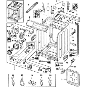 Cabinet Diagram and Parts List for WF209ANW XAA-0000 Samsung Washer