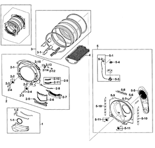Drum Assy Diagram and Parts List for DV419AGW XAA-0002 Samsung Dryer