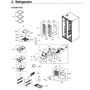 Refrigerator Diagram and Parts List for RS25H5121SR AA-02 Samsung Refrigerator