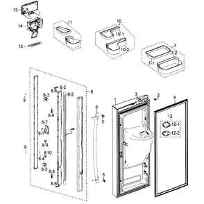 Left Door Diagram and Parts List for RF268ACWP XAA-0001 Samsung Refrigerator