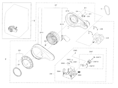 Motor Duct Diagram and Parts List for DV42H5400EF A3-0000 Samsung Dryer