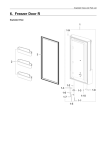 Right Freezer Door Parts Diagram and Parts List for RF28M9580SR AA-01 Samsung Refrigerator