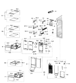 Freezer Diagram and Parts List for RH29H9000SR AA-0001 Samsung Refrigerator