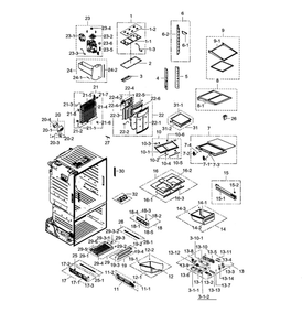 Fridge Diagram and Parts List for RF28HFEDTWW AA-03 Samsung Refrigerator