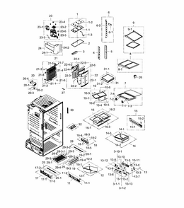 Fridge Diagram and Parts List for RF28HFEDBBC AA-0002 Samsung Refrigerator