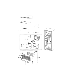 Freezing Compartment Diagram and Parts List for RT21M6213SR AA-0000 Samsung Refrigerator