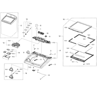 Top Cover Assy Diagram and Parts List for WA456DRHDSU AA-0001 Samsung Washer