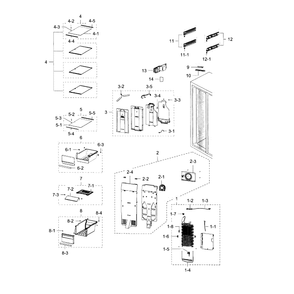 Freezer Diagram and Parts List for RH30H9500SR AA-0001 Samsung Refrigerator