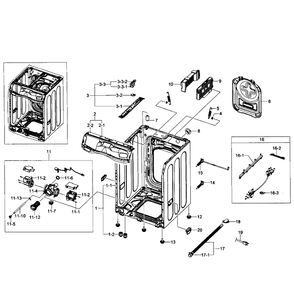 Cabinet Assembly Diagram and Parts List for WF501ANW XAA-01 Samsung Washer