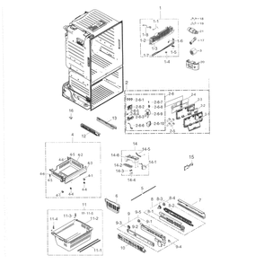 Freezer Diagram and Parts List for RF263BEAESP AA-02 Samsung Refrigerator