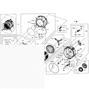 Tub Assembly Diagram and Parts List for WF395BTPAWR A2-01 Samsung Washer