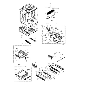 Freezer Diagram and Parts List for RF263BEAEWW AA-02 Samsung Refrigerator