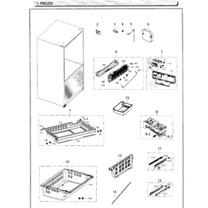 Freezer Diagram and Parts List for RF26HFENDBC AA-01 Samsung Refrigerator