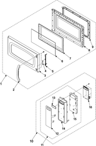Control Panel/door Assembly Diagram and Parts List for SMH7174BC XAA Samsung Microwave