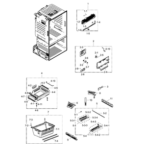 Freezer Assembly Diagram and Parts List for RF28HFEDBSR AA-0007 Samsung Refrigerator