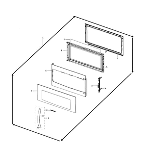 Door Assembly Diagram and Parts List for SMH1926B XAA-0000 Samsung Microwave