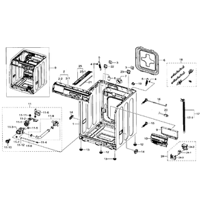 Frame And Cover Diagram and Parts List for WF330ANB XAA-0001 Samsung Washer