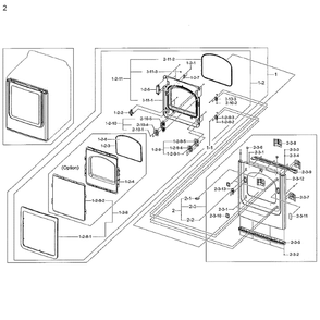 Frame Front And Door Diagram and Parts List for DV48H7400GP A2-01 Samsung Dryer