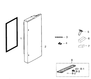 Door Right Diagram and Parts List for RF260BEAESR AA-0001 Samsung Refrigerator