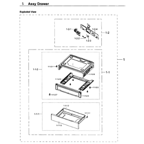 Drawer Diagram and Parts List for NX58K3310SW AA-0000 Samsung Range