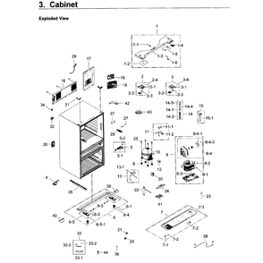 Cabinet Diagram and Parts List for RF22KREDBSR AA-01 Samsung Refrigerator