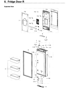 Fridge Door R Diagram and Parts List for RF22K9581SR AA-0002 Samsung Refrigerator