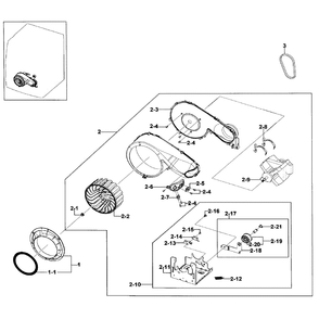 Motor Assembly Diagram and Parts List for DV328AEW XAA-01 Samsung Dryer